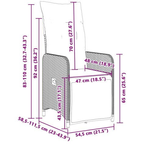 7-cz. zestaw mebli bistro z poduszkami, czarny, polirattan Lumarko!