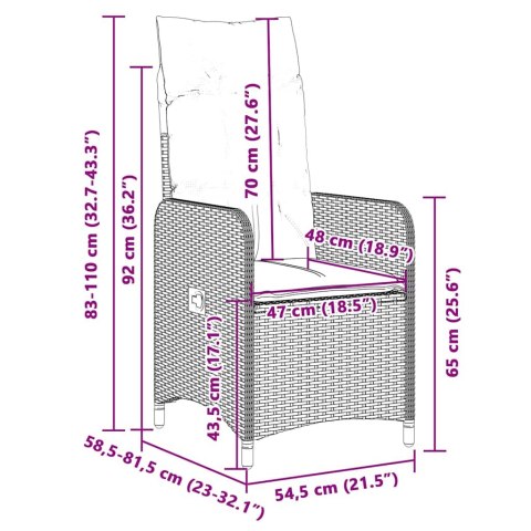 7-cz. zestaw mebli bistro z poduszkami, szary, polirattan Lumarko!