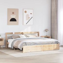 Rama łóżka z wezgłowiem, 200x200 cm, lite drewno sosnowe Lumarko!