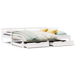 Sofa rozsuwana z szufladami, bez materaca, białe, 80x200 cm Lumarko!