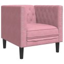 3-cz. wypoczynek Chesterfield z wałkami, różowy, aksamit Lumarko!