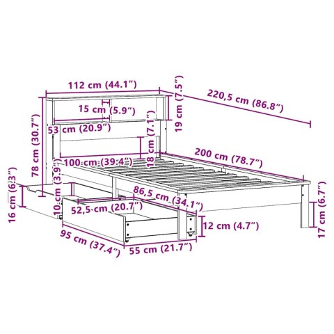 Łóżko z regałem, bez materaca, 100x200 cm, sosnowe Lumarko!