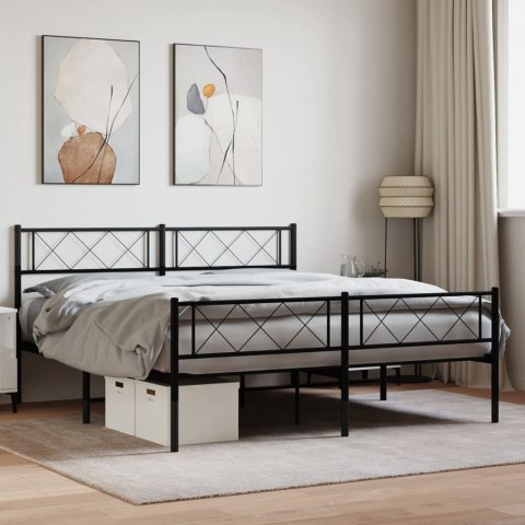 Metalowe łóżko z zanóżkiem, bez materaca, czarne, 160x200 cm Lumarko!