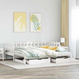 Sofa rozsuwana z szufladami, bez materaca, białe, 80x200 cm Lumarko!