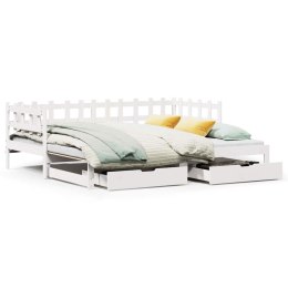 Sofa rozsuwana z szufladami, bez materaca, białe, 80x200 cm Lumarko!