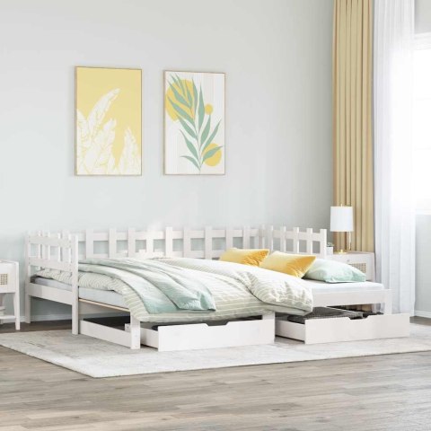 Sofa rozsuwana z szufladami, bez materaca, białe, 90x200 cm Lumarko!