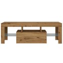Szafka pod TV z oświetleniem LED, dąb artisan, 120x36,5x40 cm Lumarko!