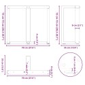 Nogi do stołu jadalnego, 2 pcs., białe, 70x35x(72-73) cm, stal Lumarko!