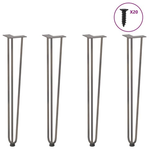 Nogi do stołu Hairpin, 4 szt., naturalna stal, 72 cm, lita stal Lumarko!