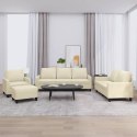 4-osobowa sofa z poduszkami, kremowa, sztuczna skóra Lumarko!