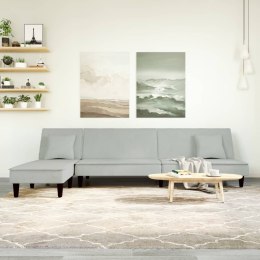 Sofa rozkładana L, jasnoszara, 255x140x70 cm, aksamit Lumarko!