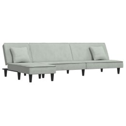 Sofa rozkładana L, jasnoszara, 255x140x70 cm, aksamit Lumarko!