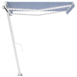 Ręcznie zwijana markiza z LED, 350 x 250 cm, niebiesko-biała Lumarko!