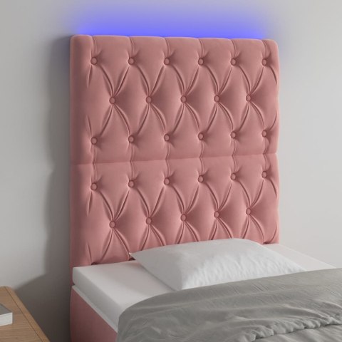 Zagłówek do łóżka z LED, różowy, 80x7x118/128 cm, aksamit Lumarko!