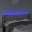 Zagłówek do łóżka z LED, szary, 147x16x78/88 cm sztuczna skóra Lumarko!