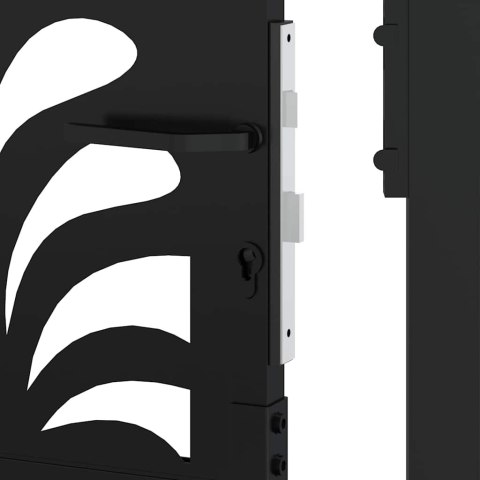 Brama ogrodowa czarna 105x155 cm stalowa wzór fali Lumarko!