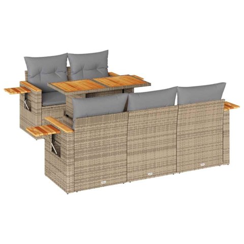 6-cz. zestaw mebli z poduszkami, beżowy, polirattan i akacja Lumarko!