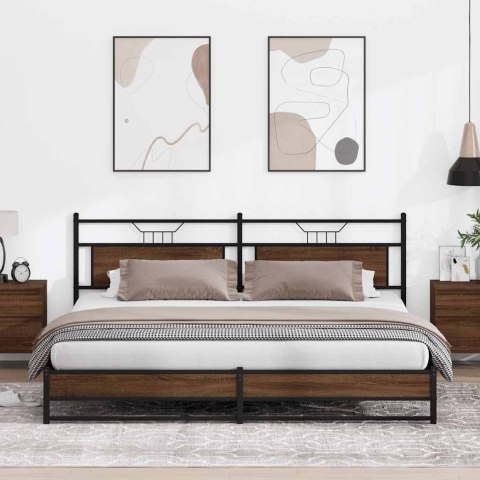 Metalowa rama łóżka, bez materaca, brązowy dąb, 200x200 cm Lumarko!