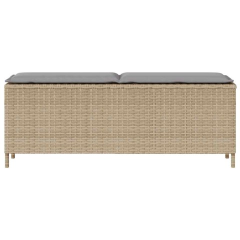 Ławka ogrodowa z poduszką beżowa 110x30x40,5 cm polirattan Lumarko!