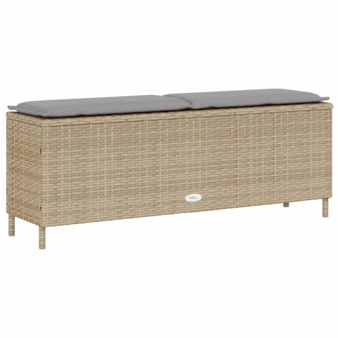 Ławka ogrodowa z poduszką beżowa 110x30x40,5 cm polirattan Lumarko!