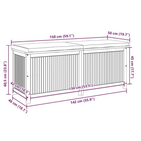 Skrzynka na poduszki ogrodowe lite drewno akacjowe Lumarko!
