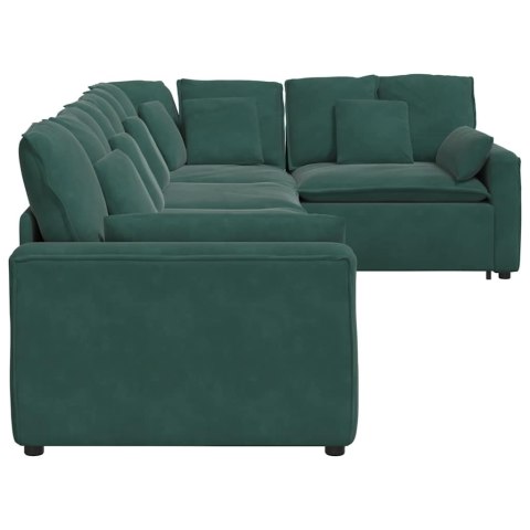 Sofa modułowa z poduszkami aksamitna ciemnozielona Lumarko!