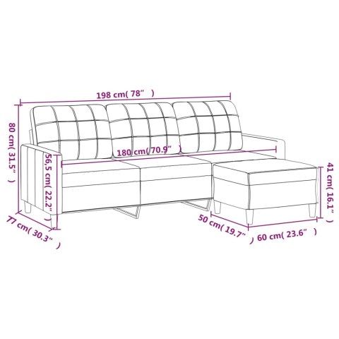 3-osobowa sofa z podnóżkiem, taupe, 180 cm, tkaniną Lumarko!