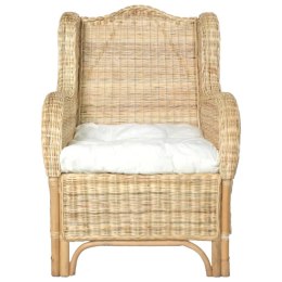 Fotel z poduszką, naturalny rattan i len Lumarko!