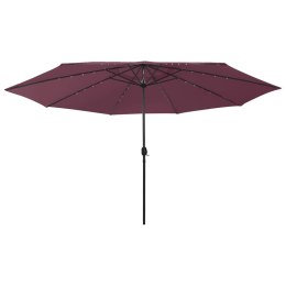 Parasol ogrodowy z LED, 400 cm, bordowy Lumarko!