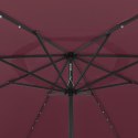 Parasol ogrodowy z LED, 400 cm, bordowy Lumarko!