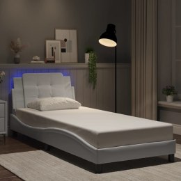 Rama łóżka z LED, biała, 80x200 cm, sztuczna skóra Lumarko!