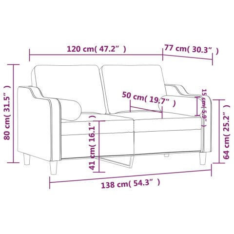 2-osobowa sofa z poduszkami, winna czerwień, 120 cm, tkanina Lumarko!
