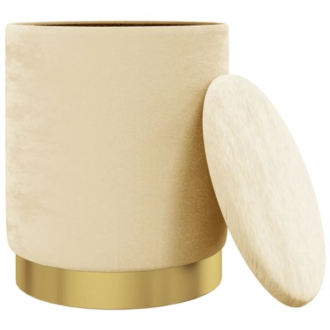 Okrągły stołek ze schowkiem, brzoskwiniowy, obity aksamitem Lumarko!