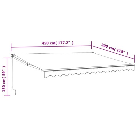 Zwijana markiza, antracytowa, 4,5x3 m, tkanina i aluminium Lumarko!