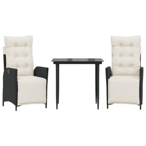 3-cz. zestaw mebli ogrodowych z poduszkami, czarny, rattan PE Lumarko!