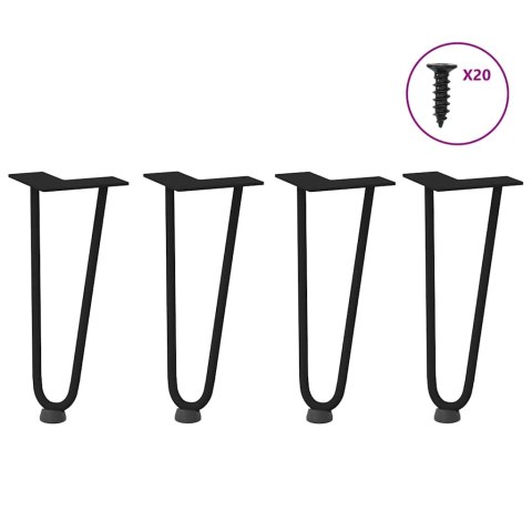 Nogi do stołu Hairpin, 4 szt., czarne, 30 cm, lita stal Lumarko!