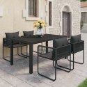 5-częściowy zestaw mebli ogrodowych rattan PVC, czarny Lumarko!