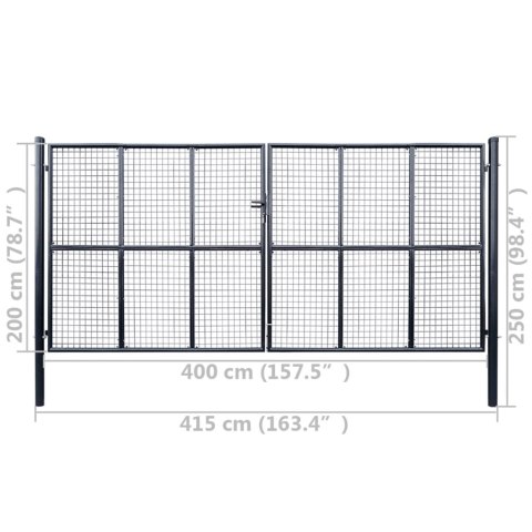 Brama ogrodowa z siatki, galwanizowana stal, 400x200 cm, szara Lumarko!