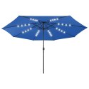 Parasol ogrodowy z LED, 400 cm, niebieski Lumarko!