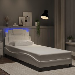 Rama łóżka z LED, biała, 80x200 cm, sztuczna skóra Lumarko!