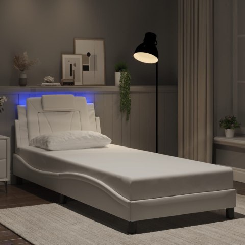 Rama łóżka z LED, biała, 80x200 cm, sztuczna skóra Lumarko!