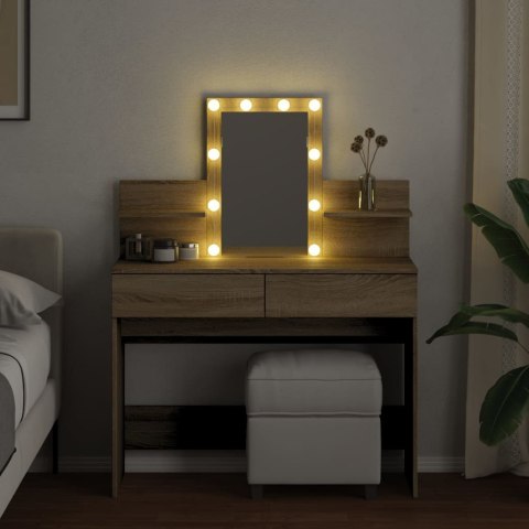 Toaletka z oświetleniem LED, dąb sonoma, 100x40x130 cm Lumarko!