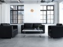 Sofa 3-osobowa skórzana czarna HELSINKI Lumarko!