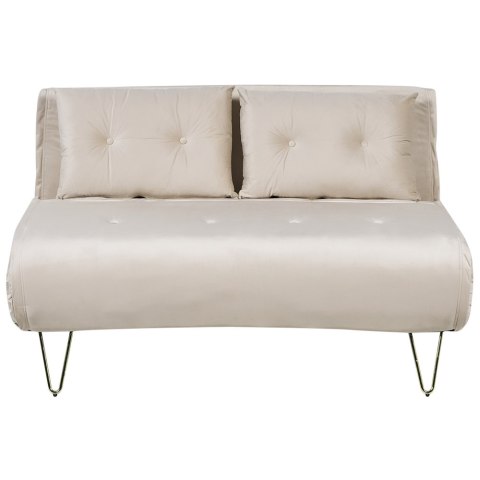 Sofa welurowa rozkładana 2-osobowa beżowa VESTFOLD Lumarko!