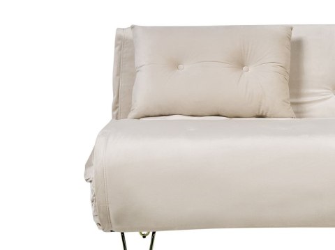 Sofa welurowa rozkładana 2-osobowa beżowa VESTFOLD