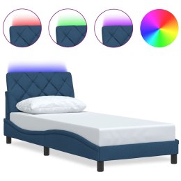 Rama łóżka z LED bez materaca Niebieski 90x190 cm Tkanina Lumarko!