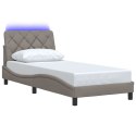 Rama łóżka z diodami LED bez materaca Taupe 90x190 cm Tkanina Lumarko!