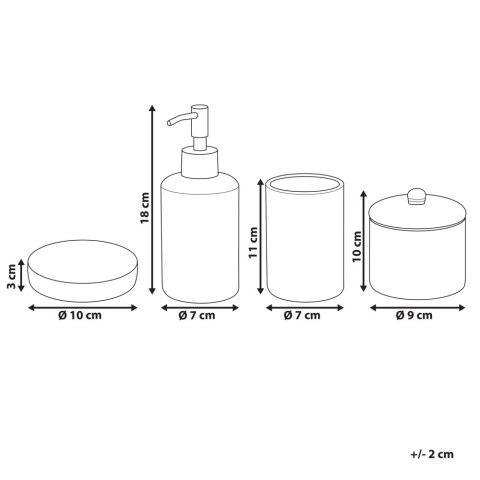 Zestaw akcesoriów łazienkowych 4 elementy CUMANA Ceramika Złoty