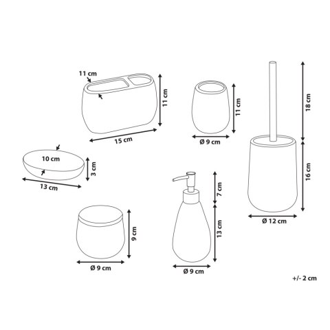Zestaw akcesoriów łazienkowych 6 elementy ANTUCO Ceramika Niebieski