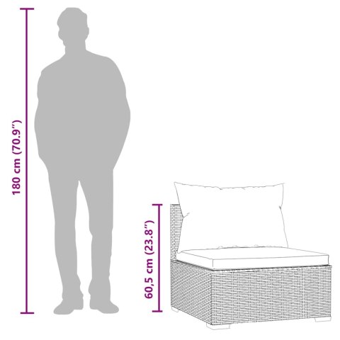  Moduł sofy środkowej z poduszkami, czarny, rattan PE Lumarko!